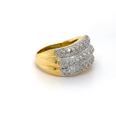 1.08ct 3 Row Pave Dia Set Ring 18kt YG