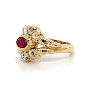 9kt YG Ruby Dia Ring