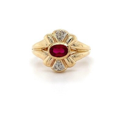 9kt YG Ruby Dia Ring