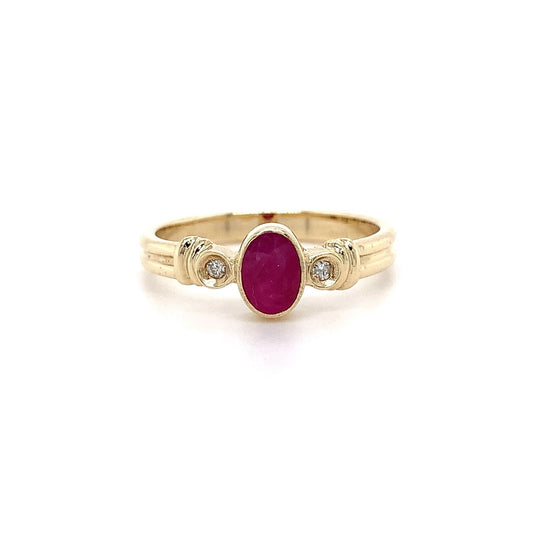 9kt YG Nat Ruby Dia Ring