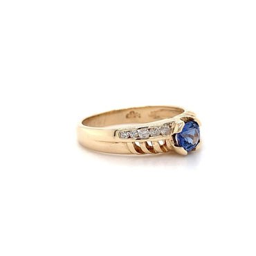 9kt YG Ceylon Sapphire 0.53ct Dia Ring
