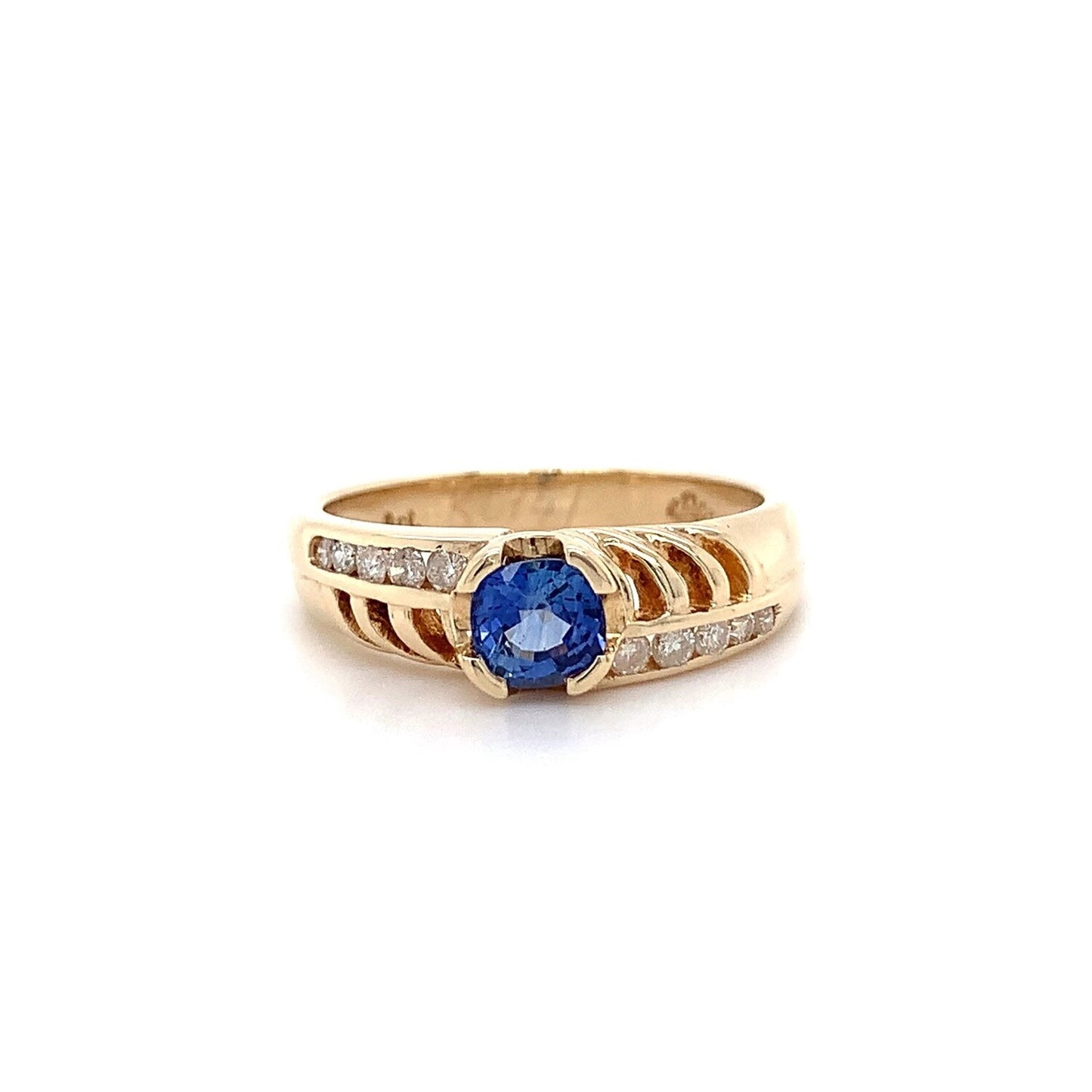 9kt YG Ceylon Sapphire 0.53ct Dia Ring