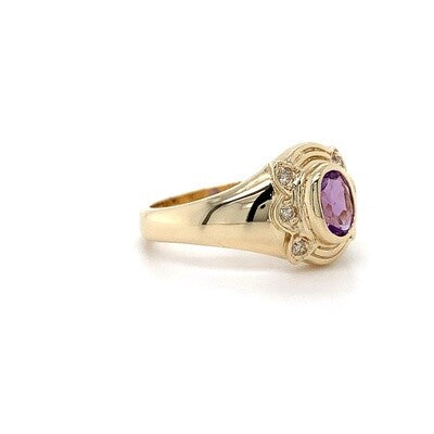 9kt YG Amethyst Dia Ring