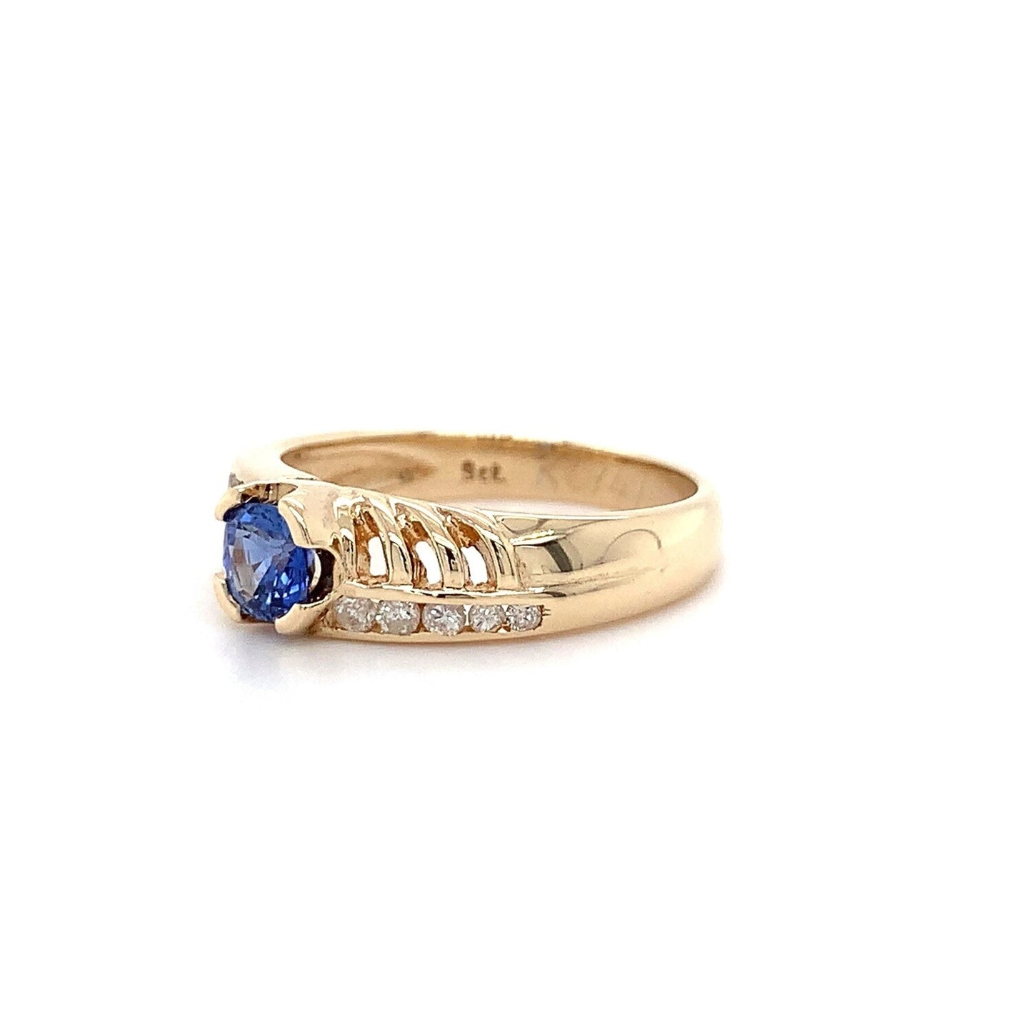 9kt YG Ceylon Sapphire 0.53ct Dia Ring