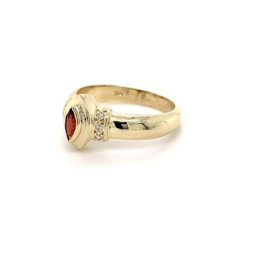 9kt YG Garnet Dia Ring