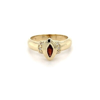 9kt YG Garnet Dia Ring