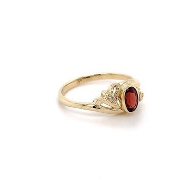 9kt YG Garnet Dia Ring