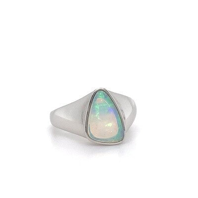 14kt WG Solid Crystal Opal Ring