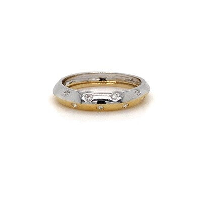 18kt 2-Tone Knife Edge Dia Band