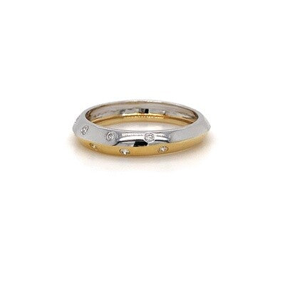18kt 2-Tone Knife Edge Dia Band
