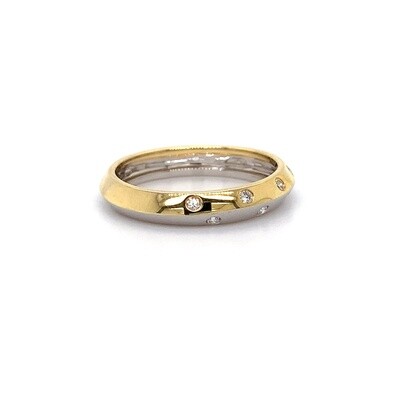 18kt 2-Tone Knife Edge Dia Band