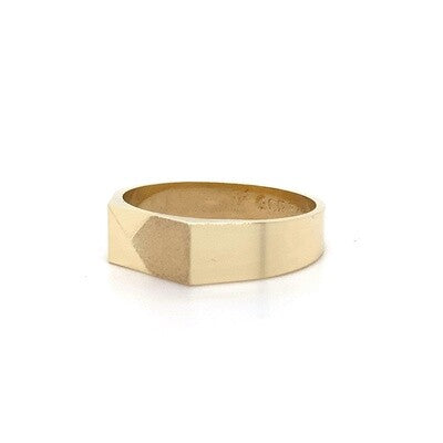 9kt YG Patt GTS Flat Top Signet Ring