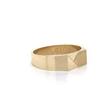 9kt YG Patt GTS Flat Top Signet Ring