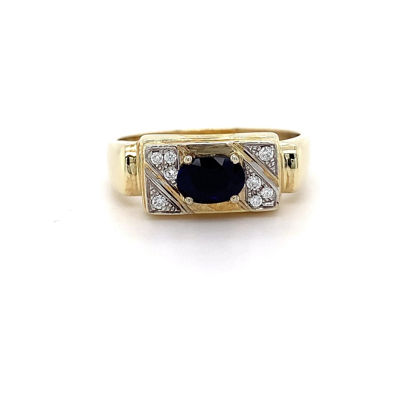 9kt YG Aus Sapphire Dia Ring