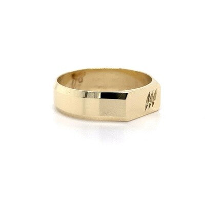 9kt Pattern GTS Flat Top Signet Ring