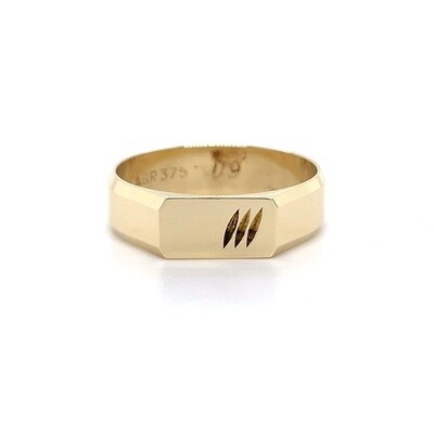 9kt Pattern GTS Flat Top Signet Ring