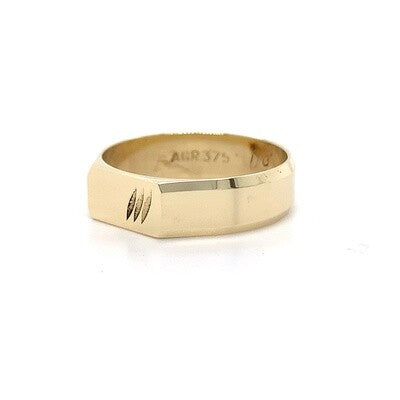 9kt Pattern GTS Flat Top Signet Ring