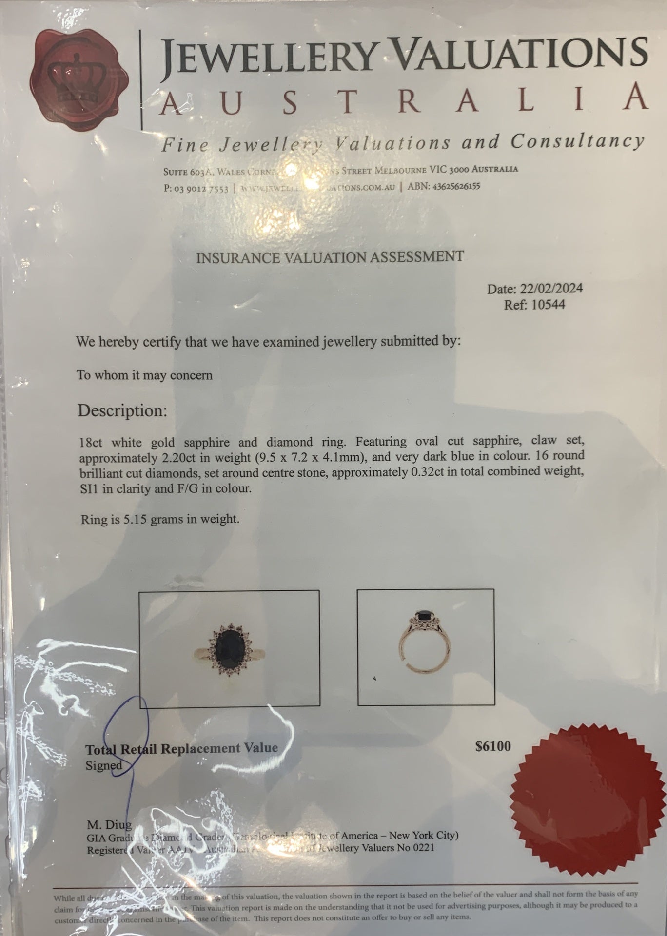 2.2ct Oval Sapphire + .32ct Halo Ring 18kt
