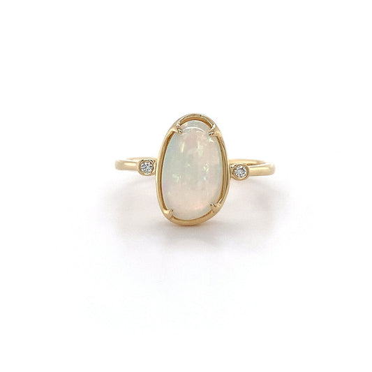 Australian Solid Opal YG Ring 14kt