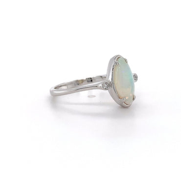Australian Solid Opal 14kt WG Ring