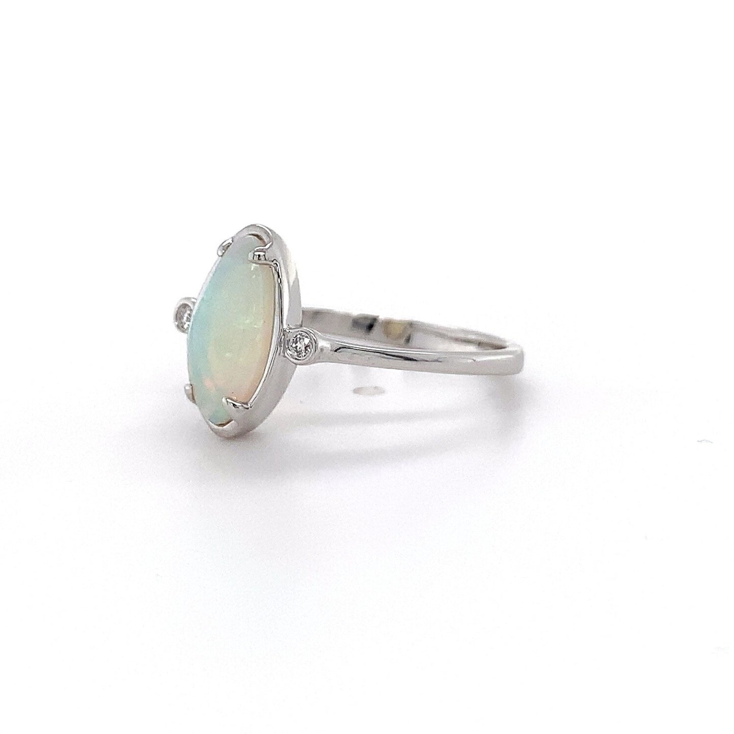 Australian Solid Opal 14kt WG Ring