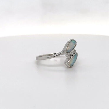 14kt WG Dia Aus Solid Opal Ring
