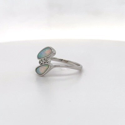 14kt WG Dia Aus Solid Opal Ring