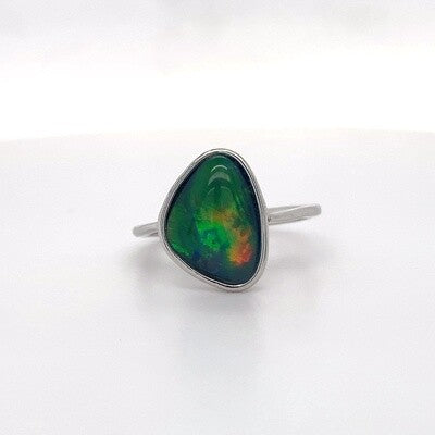 Aus Opal Silver Ring