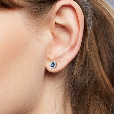 0.63+0.14ct Oval Blue Sapphire Earrings 18kt WG
