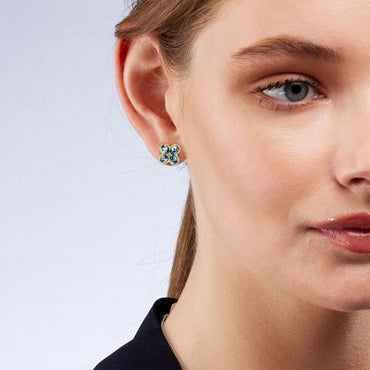 0.06ct Round Teal Sapphire Earrings 9kt YG