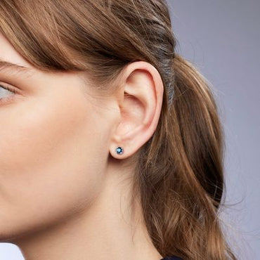 0.61ct Round Teal Sapphire Earring 9kt WG