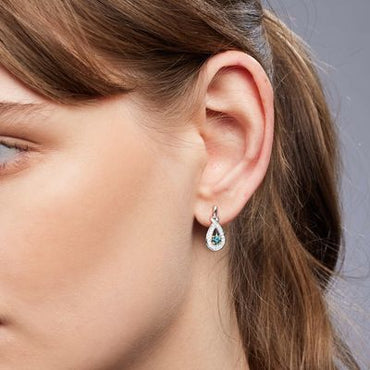 0.26ct Round Blue Sapphire Earring 18kt RG&WG