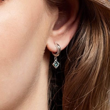 0.41ct Round Teal Sapphire Earrings 9kt WG