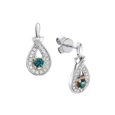 0.26ct Round Blue Sapphire Earring 18kt RG&WG