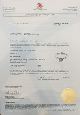 1.01ct Nat Dia Sol Ring 18kt WG