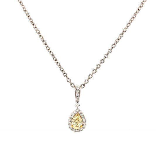 0.86ct Natural Yellow Dia Pear Cut Pendant 18kt