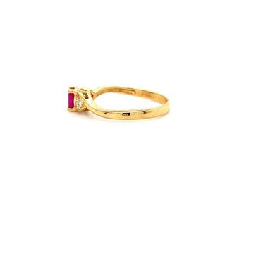 18k YG with Oval Ruby + Dia Ring