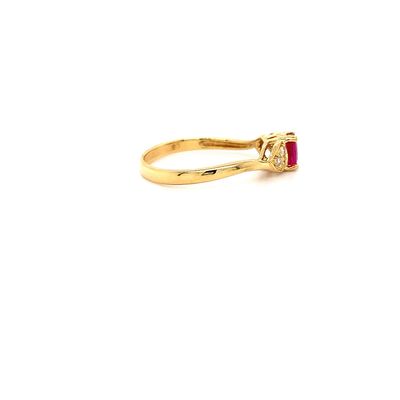 18k YG with Oval Ruby + Dia Ring