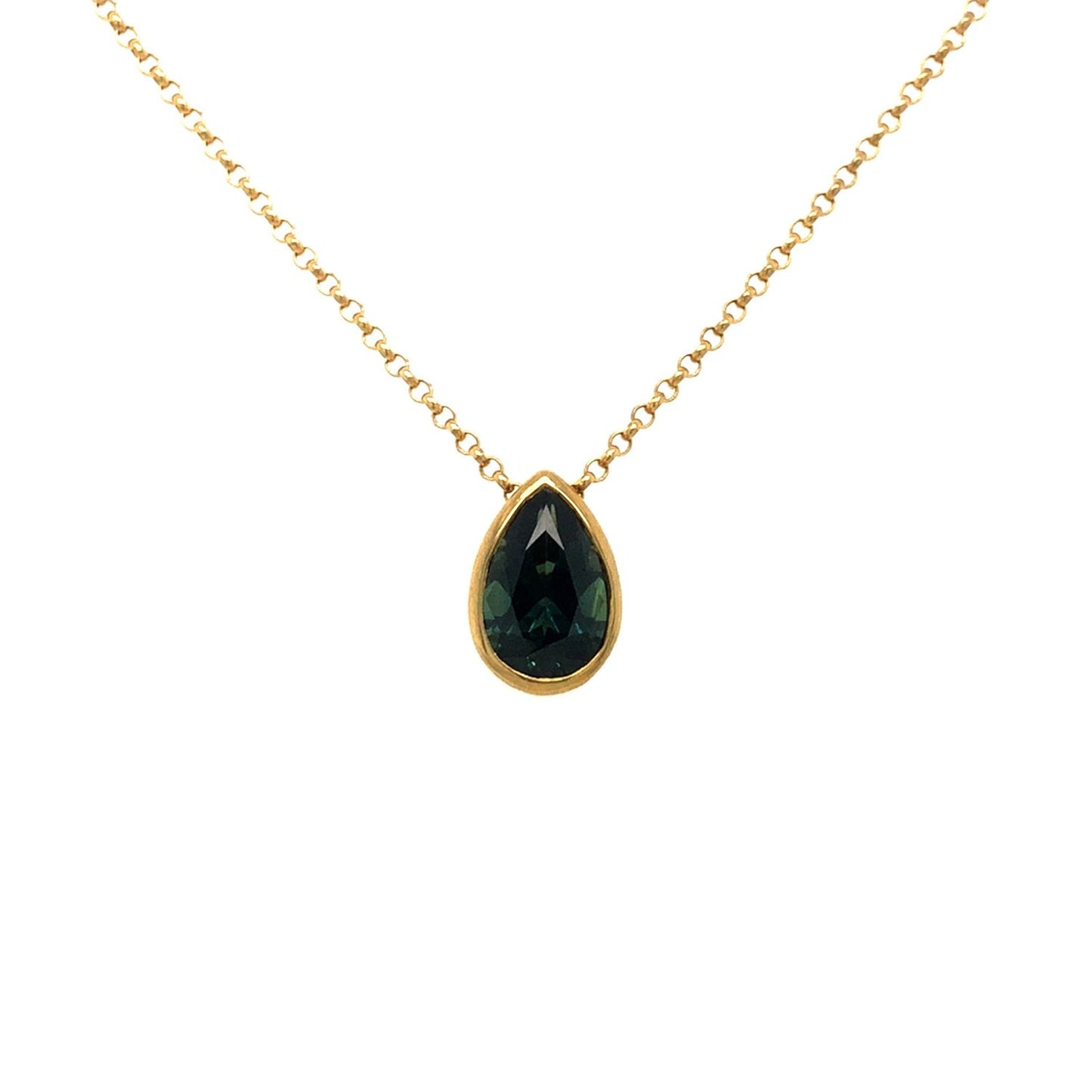 9kt YG 1.09ct Teal Sapphire Adelia Necklace