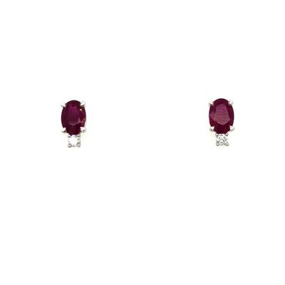 18K WG Ruby Diamond Earrings