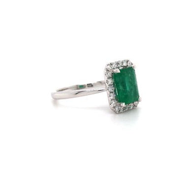 18K WG Emerald Diamond Ring