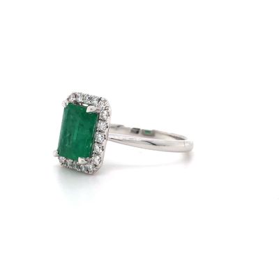 18K WG Emerald Diamond Ring