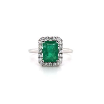 18K WG Emerald Diamond Ring