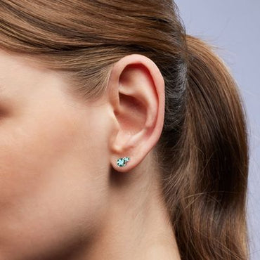 1.29+0.12ct Round Green Sapphire Earrings 9kt WG