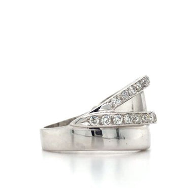 18K WG Diamond Matte & Polished Wide Pave Ring
