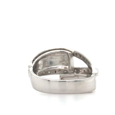 18K WG Diamond Matte & Polished Wide Pave Ring