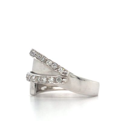 18K WG Diamond Matte & Polished Wide Pave Ring