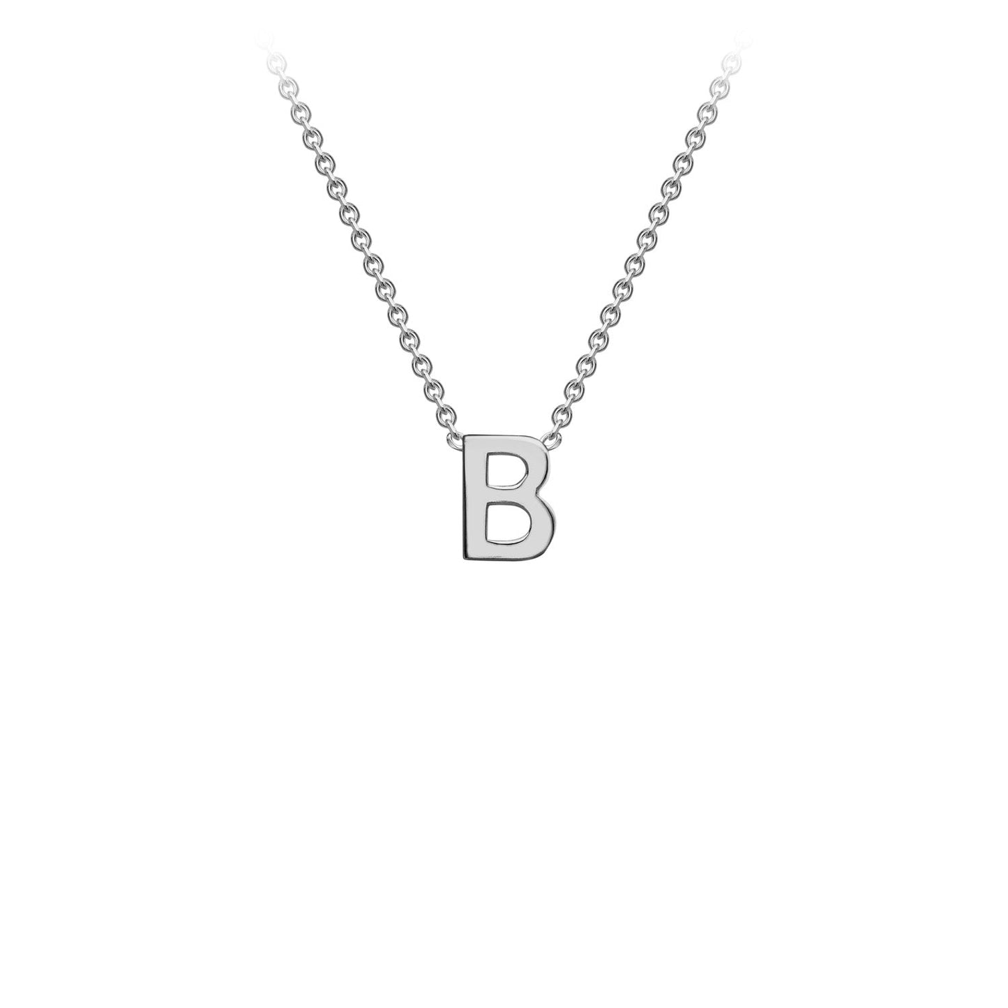 9K White Gold 'B' Initial Adjustable Letter Necklace 38/43cm