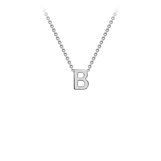9K White Gold 'B' Initial Adjustable Letter Necklace 38/43cm