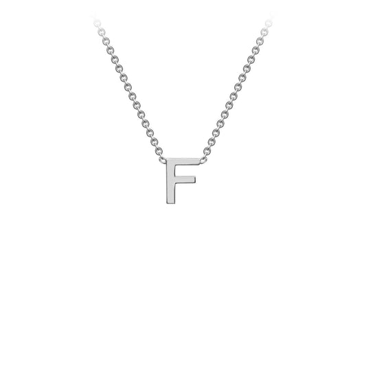 9K White Gold 'F' Initial Adjustable Letter Necklace 38/43cm